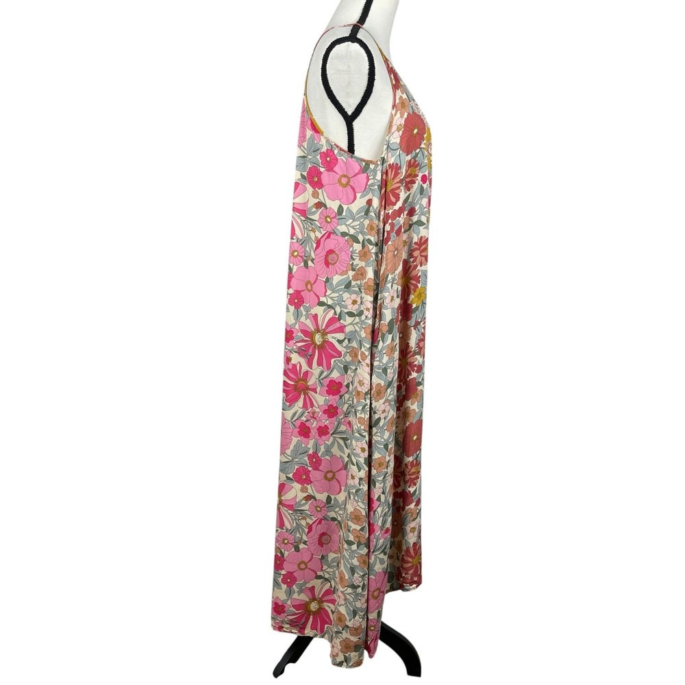Easel Women's Maxi Dress Large Floral Spaghetti Strap Sundress Retro 70s Boho - Picture 4 of 10